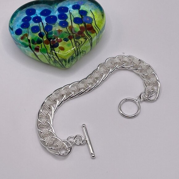 Sterling Silver 925 Weave and Chain Bracelet #1131 - Picture 7 of 10